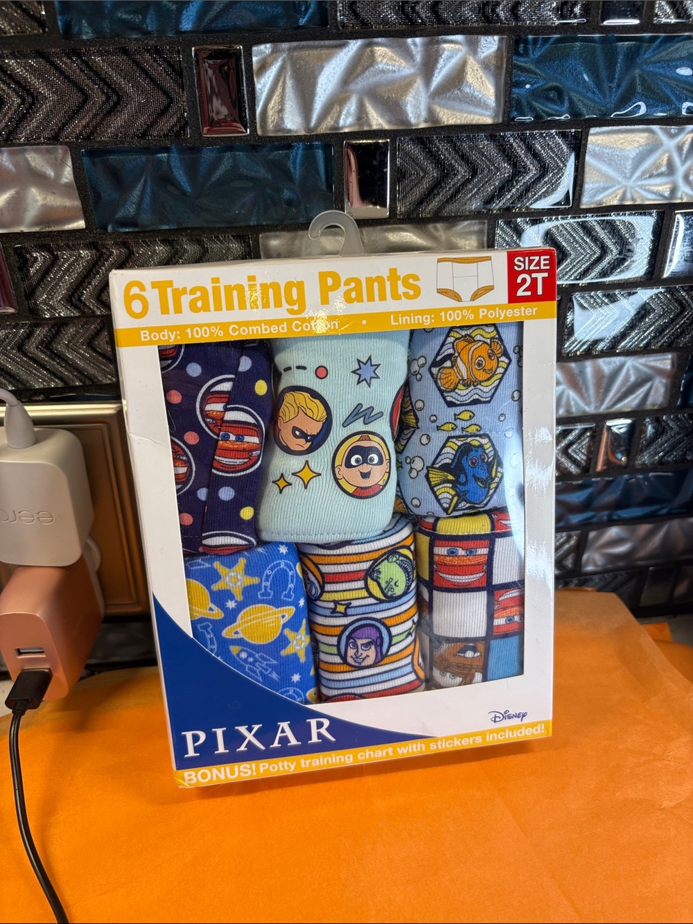 Disney Pixar Colorful Boys Training Pants 6-Pack - Blue, Yellow, Red